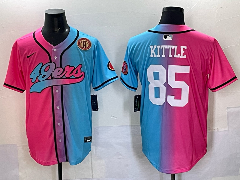 Men 2025 San Francisco 49ers #85 Kittle Pink Blue pink Nike Limited NFL Jersey 008
